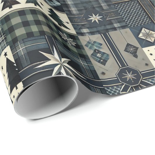 Papier Cadeau Modern Masculine Christmas Wrapping Paper (Coin rond)