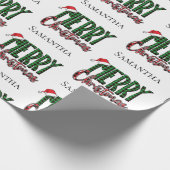 Papier Cadeau Modern Merry Christmas Typography Custom Name  (Coin)