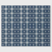 Papier Cadeau Modern Minimal Navy Snow Plaid Christmas Wrapping  (Plat)
