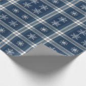 Papier Cadeau Modern Minimal Navy Snow Plaid Christmas Wrapping (Coin)
