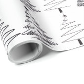 Papier Cadeau Modern Minimalist Christmas Trees Doodles (Coin rond)