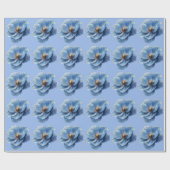 Papier Cadeau Modern Minimalist Gold and Blue Poppy  (Plat)