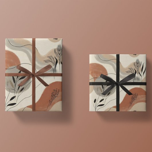 Papier Cadeau Modern Minimalist Organic Abstract Shapes Pattern