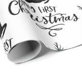 Papier Cadeau Modern My First Christmas Reinder Script Motif (Coin rond)
