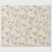 Papier Cadeau Modern Neutral Tulip Ivory Floral Pattern (Plat)