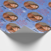 Papier Cadeau Modern One photo Nom personnalisable Blue Christma (Coin)