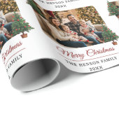 Papier Cadeau Modern Personalized Family Photo Christmas (Coin rond)