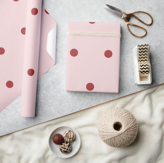 Papier Cadeau Modern Pink & Red Polka Dots Pattern (Artisanat)