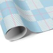 Papier Cadeau Modern Preppy Blue & Pink Plaid Wrapping Paper (Coin rond)