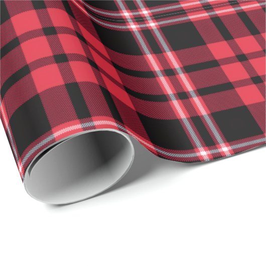 Papier Cadeau Modern Red Plaid Pattern (Coin rond)