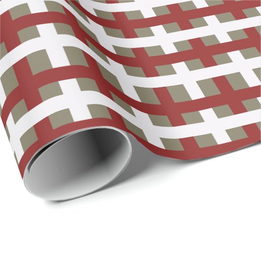 Papier Cadeau Modern Red White Sage Christmas Plaid (Coin rond)