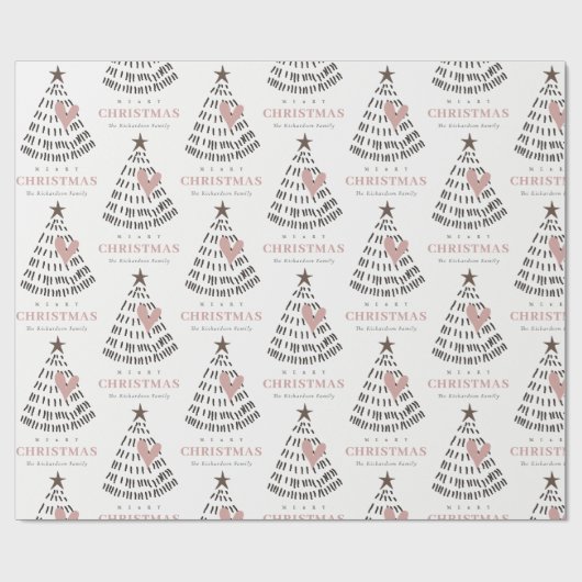 Papier Cadeau Modern Scandi Minimal Blush Heart Christmas Tree (Plat)
