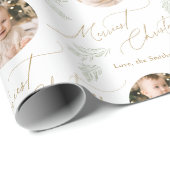 Papier Cadeau Modern Script Merriest Christmas Family 2 photo (Coin rond)