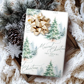 Papier Cadeau Modern Script Pine Tree Merriest Christmas