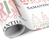 Papier Cadeau Modern Whimsical Christ Mas Customizable Christmas (Coin rond)