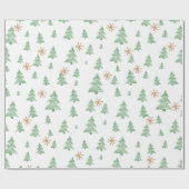 Papier Cadeau Modern Winter Pine Tree Star (Plat)