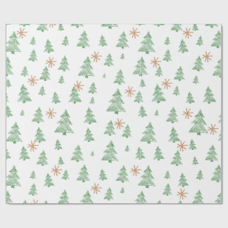 Papier Cadeau Modern Winter Pine Tree Star