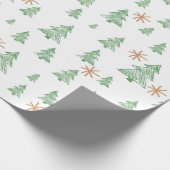 Papier Cadeau Modern Winter Pine Tree Star (Coin)