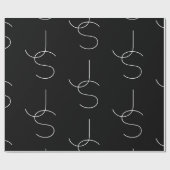 Papier Cadeau Moderne 2 Initiales Motif | Noir & Blanc (Plat)