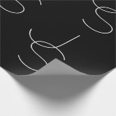 Papier Cadeau Moderne 2 Initiales Motif | Noir & Blanc (Coin)