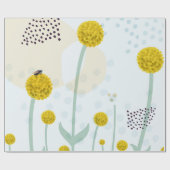 Papier Cadeau Moderne Abstrait Botanique Jaune Billy Button (Plat)