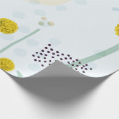 Papier Cadeau Moderne Abstrait Botanique Jaune Billy Button (Coin)