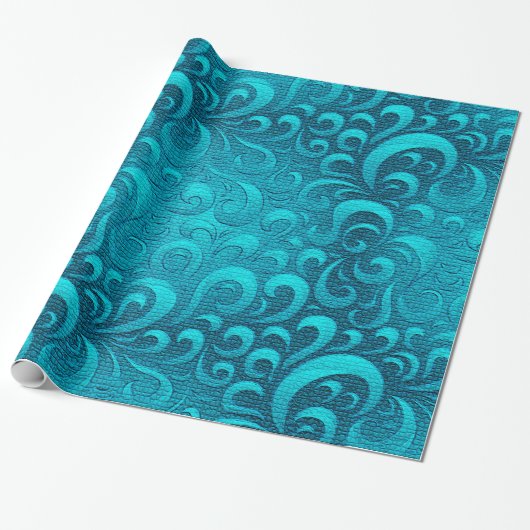 Papier Cadeau Moderne Aqua Blue tendance (Déroulé)