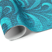 Papier Cadeau Moderne Aqua Blue tendance (Coin rond)