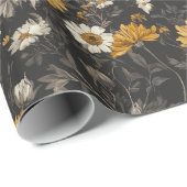 Papier cadeau moderne Blossom Skull (Coin rond)