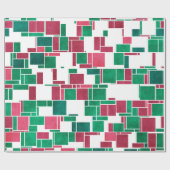 Papier Cadeau Moderne Bold Rouge et Vert Noël Mondrian (Plat)