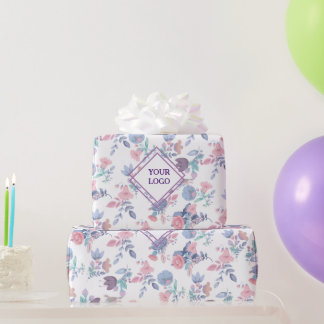 Papier Cadeau Moderne Chic Aquarelle Bleu Hydrangée Florale