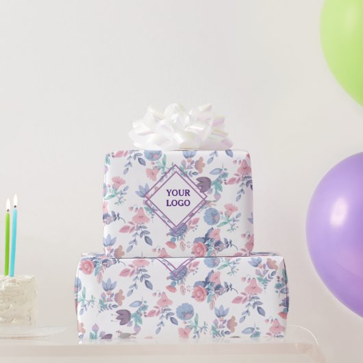 Papier Cadeau Moderne Chic Aquarelle Bleu Hydrangée Florale (Cadeaux de fête)