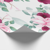 Papier Cadeau moderne chic rouge, rose floral (Coin)