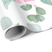 Papier Cadeau moderne chic rouge, rose floral (Coin rond)