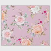 Papier Cadeau moderne chic rouge, rose floral (Plat)