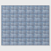 Papier Cadeau Moderne classique bleu Plaid Joyeux Noël (Plat)