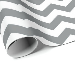 Papier Cadeau Moderne, classique, élégant chevron blanc gris