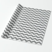Papier Cadeau Moderne, classique, élégant gris blanc chevron (Déroulé)