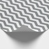 Papier Cadeau Moderne, classique, élégant gris blanc chevron (Coin)