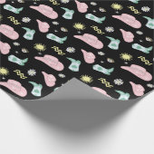 Papier Cadeau Moderne Cowgirl Aquarius Zodiac Motif Noir (Coin)