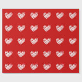 Papier Cadeau Moderne Cute White Red Hearts Élégant Amour romant (Plat)