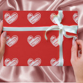 Papier Cadeau Moderne Cute White Red Hearts Élégant Amour romant