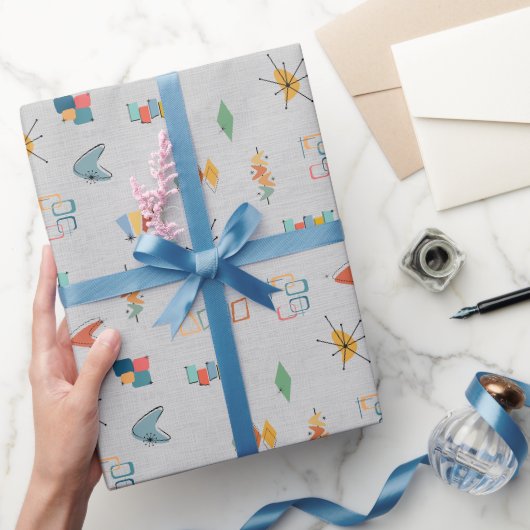 Papier Cadeau Moderne de milieu de siècle Texturé Gris Clair (Cadeaux)