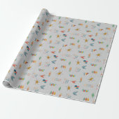 Papier Cadeau Moderne de milieu de siècle Texturé Gris Clair (Déroulé)