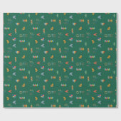 Papier Cadeau Moderne de milieu de siècle Texturé vert foncé (Plat)