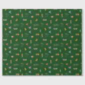 Papier Cadeau Moderne de milieu de siècle vert forêt texturé (Plat)
