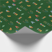Papier Cadeau Moderne de milieu de siècle vert forêt texturé (Coin)