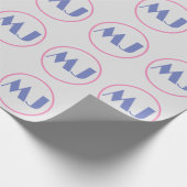 Papier Cadeau Moderne Design Monogramme Bleu Lettres initiales g (Coin)