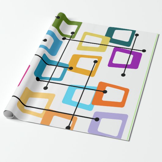 Papier Cadeau Moderne du milieu du siècle atomique (Déroulé)