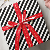 Papier Cadeau Moderne Elegant Black White Stripes Or Texte Cadea